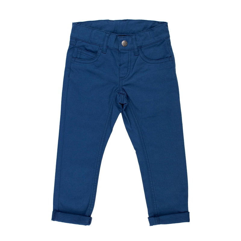 Pantaloni slim din twill elastic – Navy