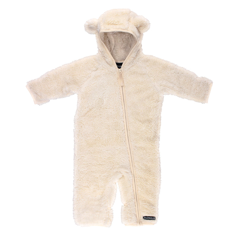 Salopetă din blăniță cu urechiușe – Light Beige