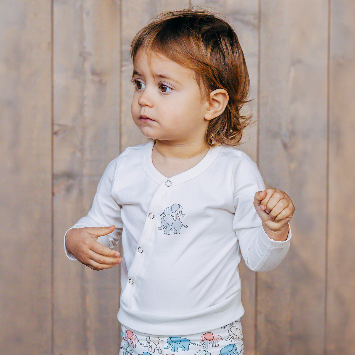 Body cu capse în față Baby Elephant – Marble
