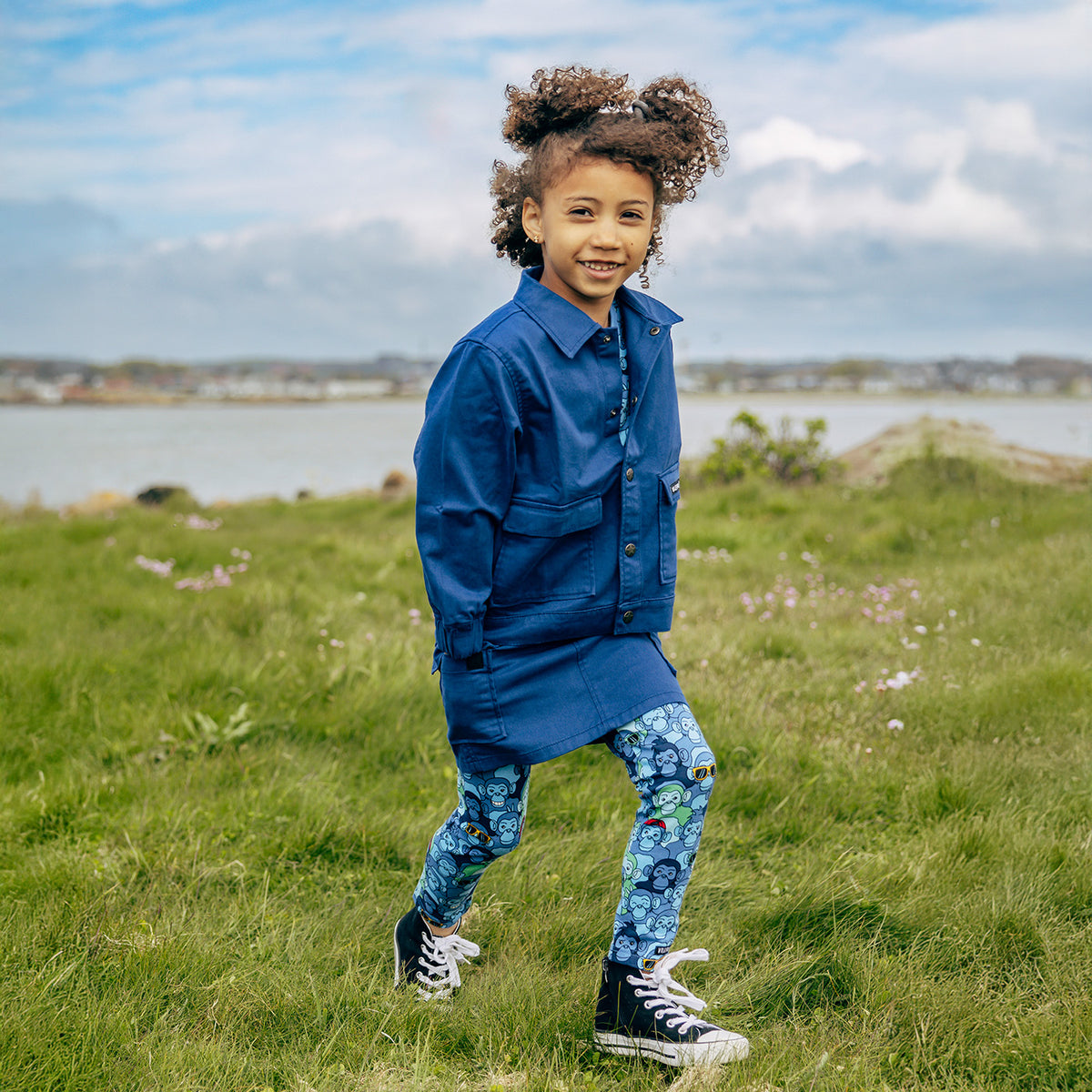 Fustă cargo din twill elastic – Navy